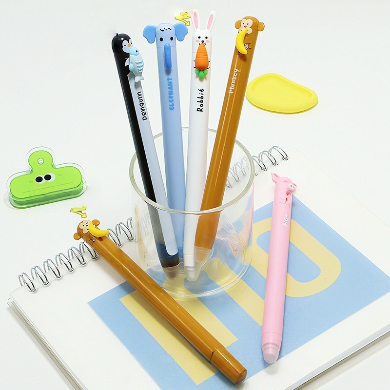 Retractable Eraser Pen Click - Novelty Animal Topper Erasable Click Pens