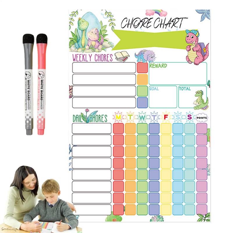 Kids Magnetic Reward Chart Board - Magnetic Chore Chart Weekly Visual Schedule
