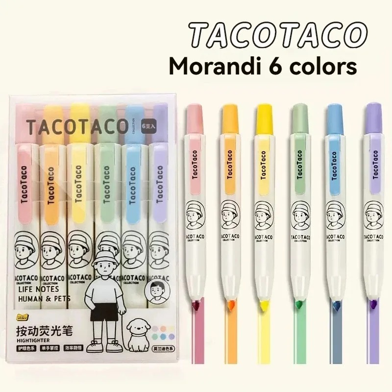 6Pcs/set Pastel Color Macaron  - Pastel Highlighter Set Double Ended recension och pris