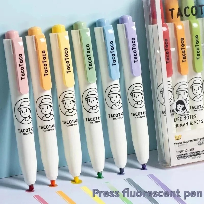 6Pcs/set Pastel Color Macaron  - Pastel Highlighter Set Double Ended recension och pris