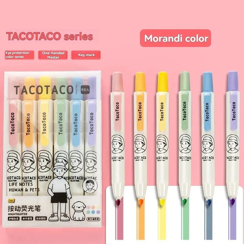 6Pcs/set Pastel Color Macaron  - Pastel Highlighter Set Double Ended recension och pris