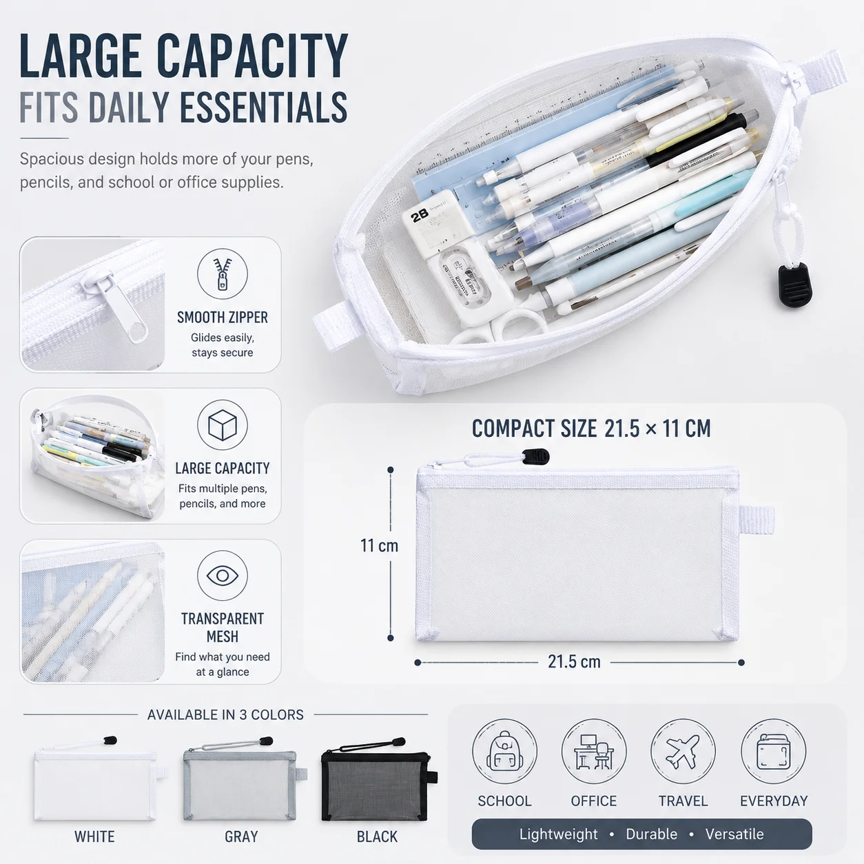 Transparent Mesh Pen Bag, Clea - Clear Mesh Pencil Pouch For Exam recension och pris