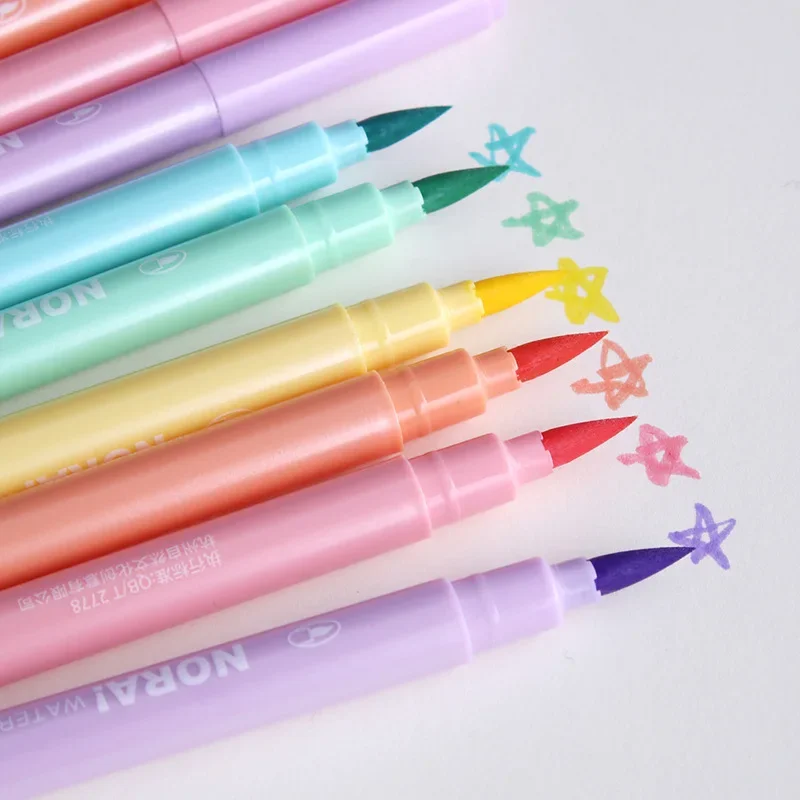 6Pcs/set Brush Highlighter Pen - Pastel Highlighter Set Double Ended recension och pris