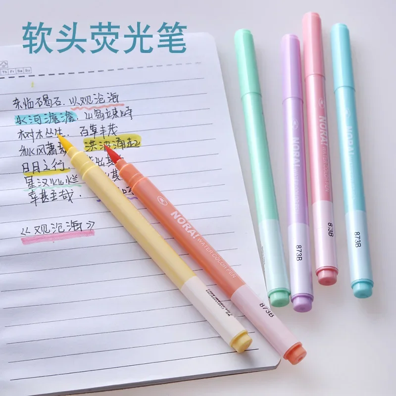 6Pcs/set Brush Highlighter Pen - Pastel Highlighter Set Double Ended recension och pris