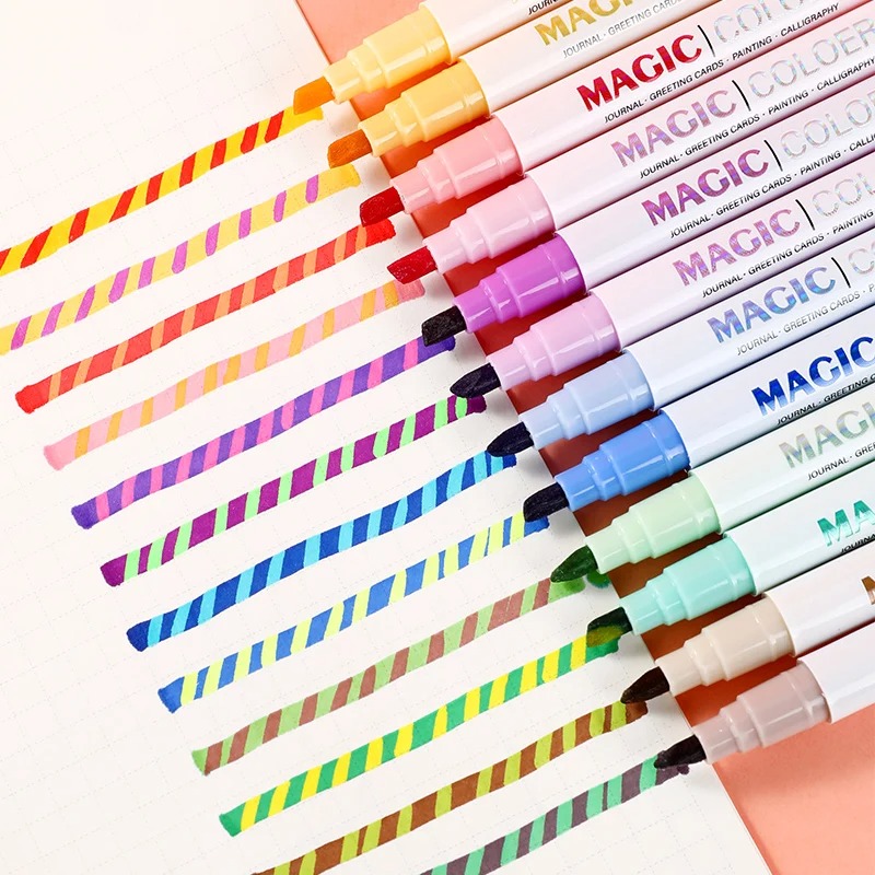 12pcs Double-ended Magic Color - Pastel Highlighter Set Double Ended recension och pris