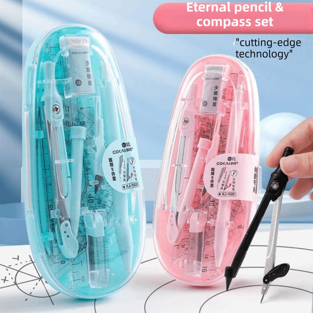 9Pcs/Set Straight Ruler Math G - Math Geometry Set With Compass recension och pris
