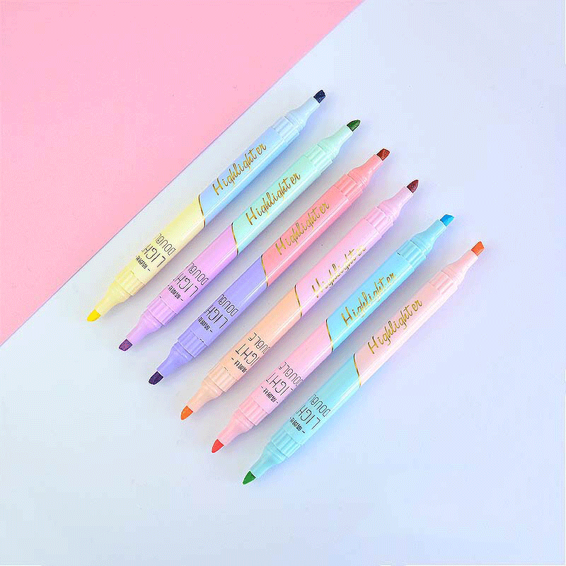 6 PCS Double Tip Highlighter P - Pastel Highlighter Set Double Ended recension och pris