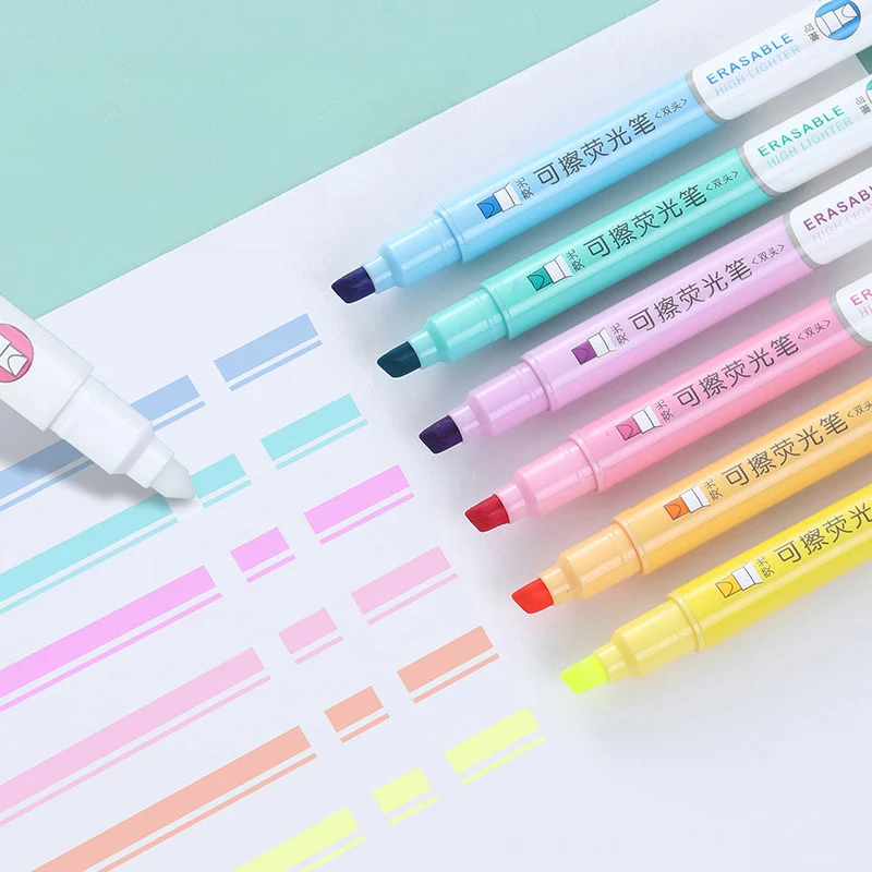 6 Colors Erasable Highlighters - Pastel Highlighter Set Double Ended recension och pris