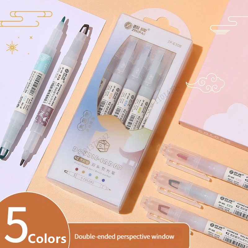 5pcs/set Double Tip Highlighte - Pastel Highlighter Set Double Ended recension och pris