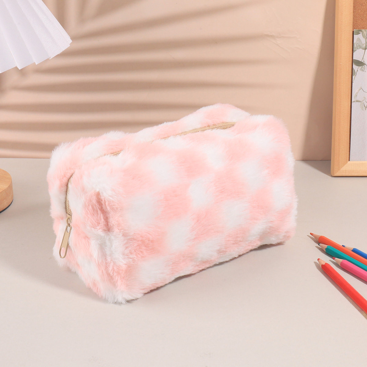 Cute Korean Checkered Pencil C - Aesthetic Large Pencil Case Pouch recension och pris