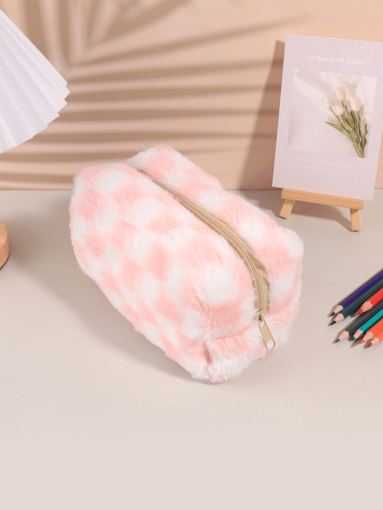 Cute Korean Checkered Pencil C - Aesthetic Large Pencil Case Pouch recension och pris