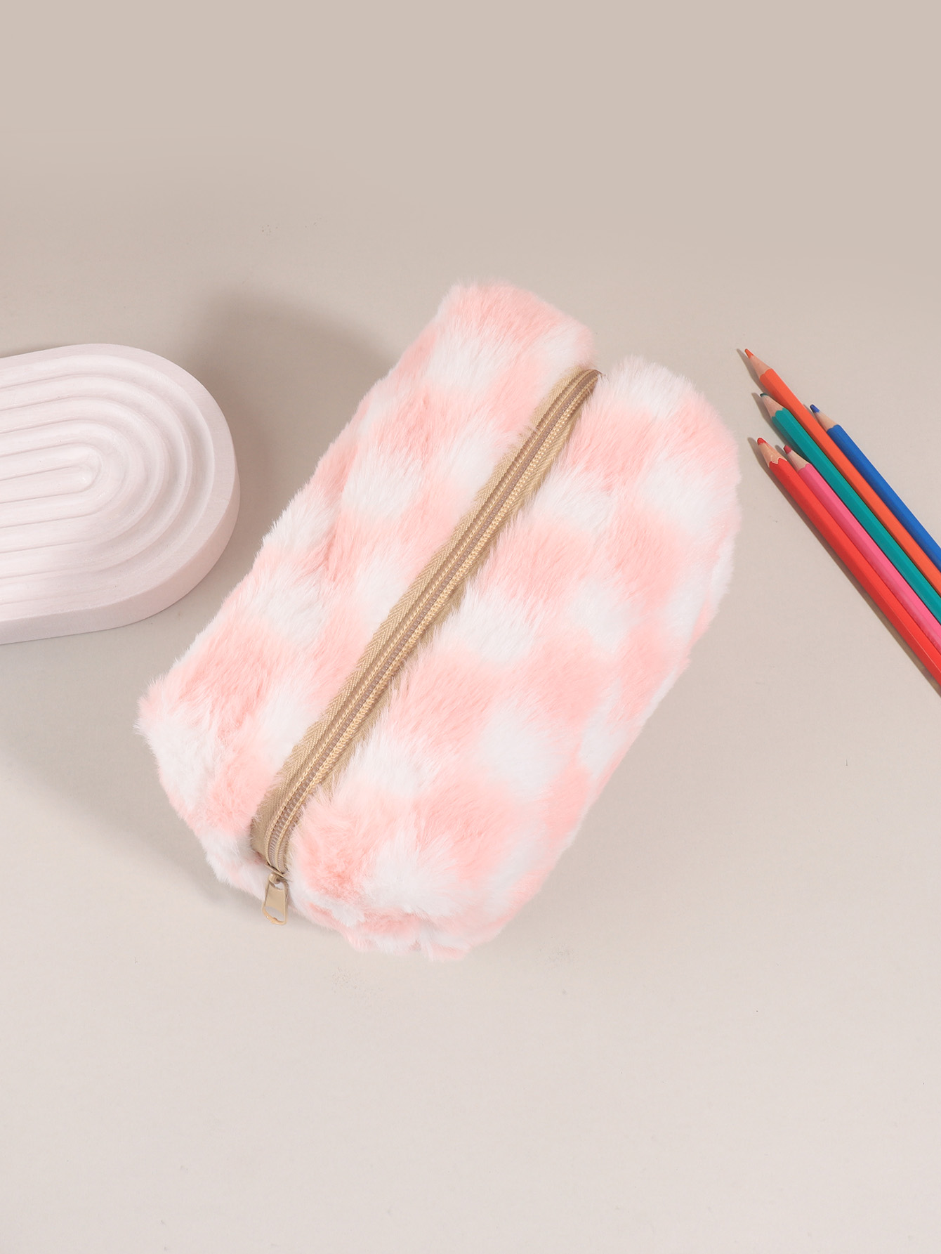Cute Korean Checkered Pencil C - Aesthetic Large Pencil Case Pouch recension och pris