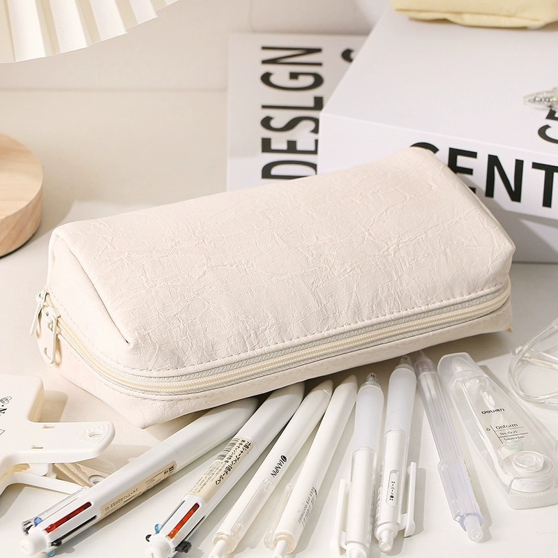 Kawaii Cream Leather Pencil Ca - Aesthetic Large Pencil Case Pouch recension och pris