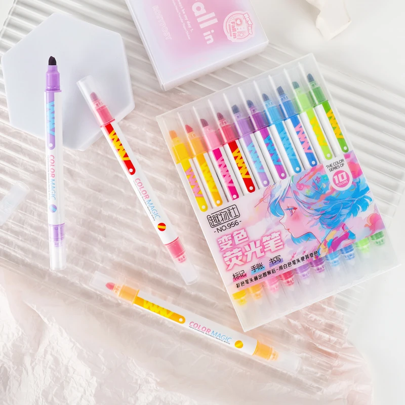 10pcs Double-ended Magic Color - Pastel Highlighter Set Double Ended recension och pris