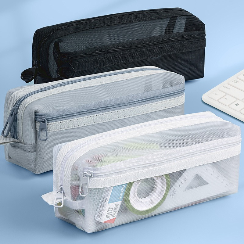 Double Layer Transparent Mesh  - Clear Mesh Pencil Pouch For Exam recension och pris