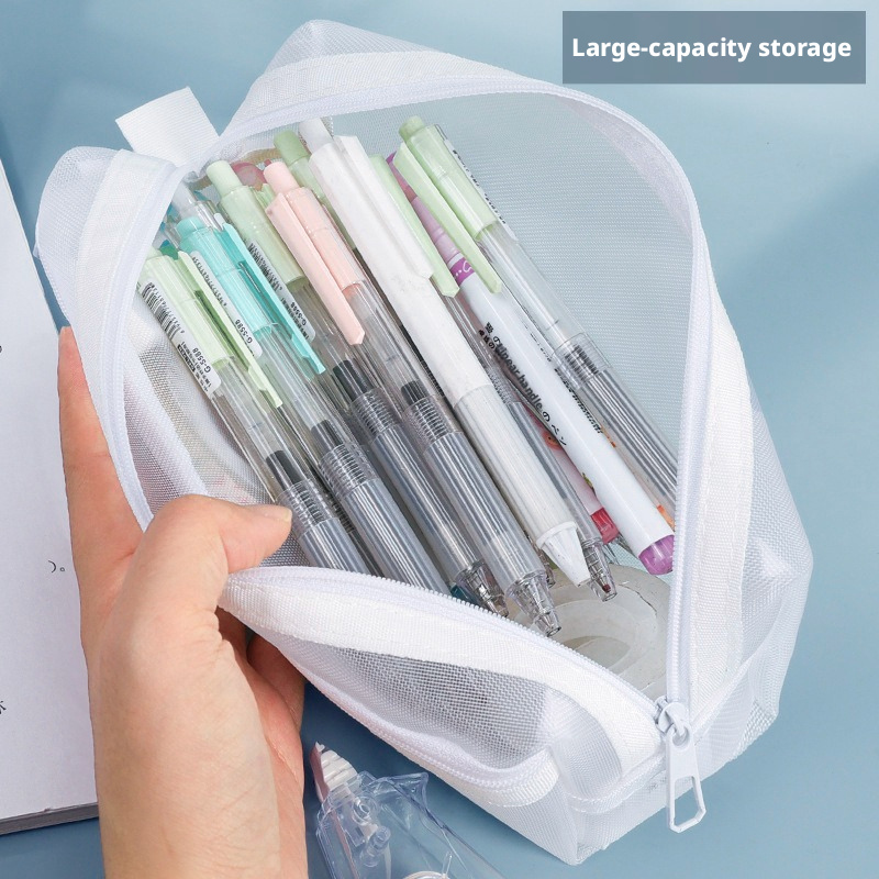 Double Layer Transparent Mesh  - Clear Mesh Pencil Pouch For Exam recension och pris