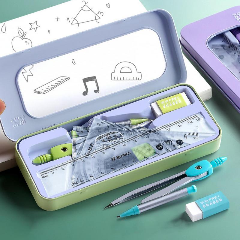 Protractor And Compass Set Mat - Math Geometry Set With Compass recension och pris