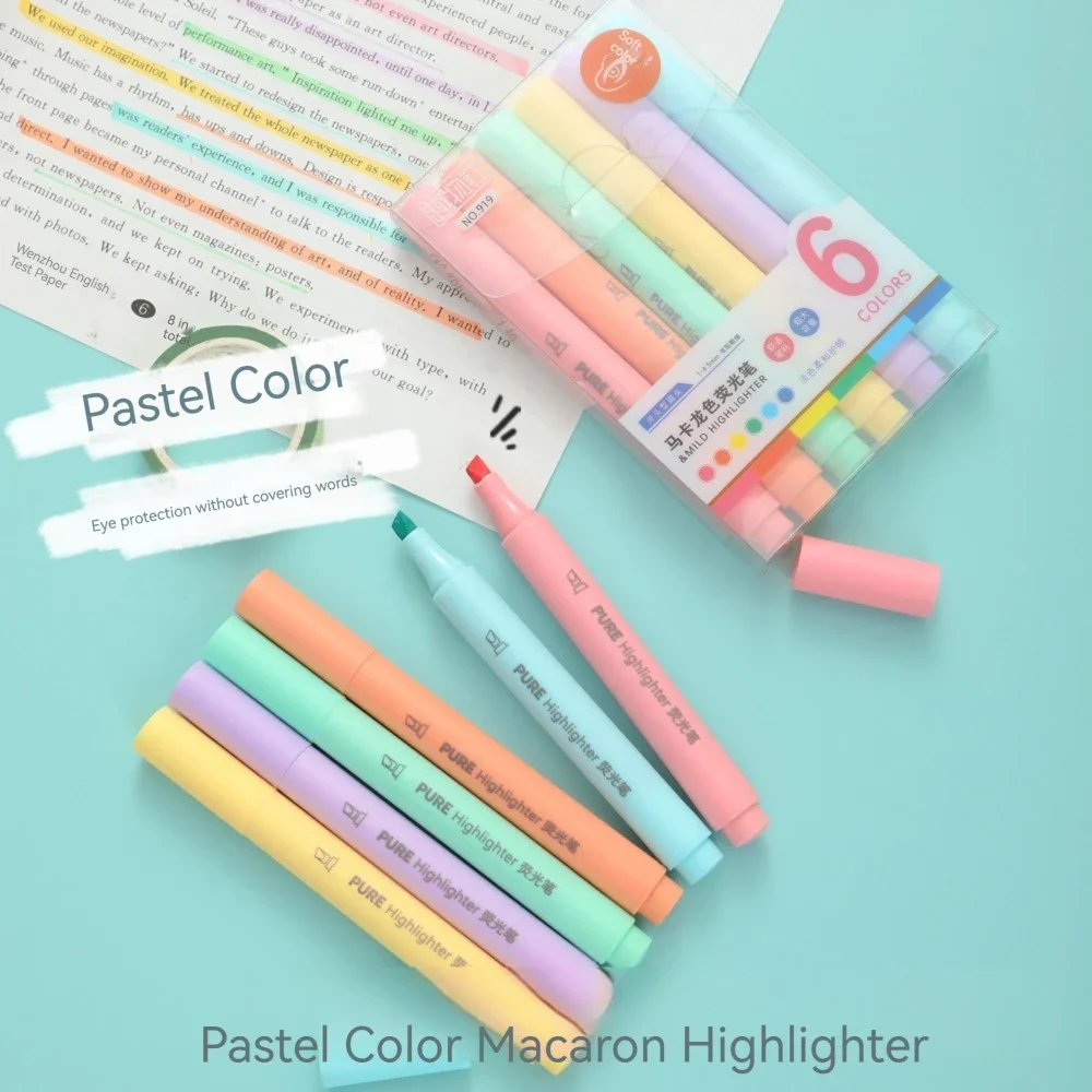 6PCS Pastel Highlighter Pens - - Pastel Highlighter Set Double Ended recension och pris