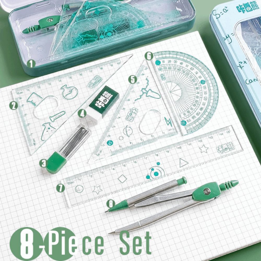 8Pcs/Set Multifunctional Math  - Math Geometry Set With Compass recension och pris