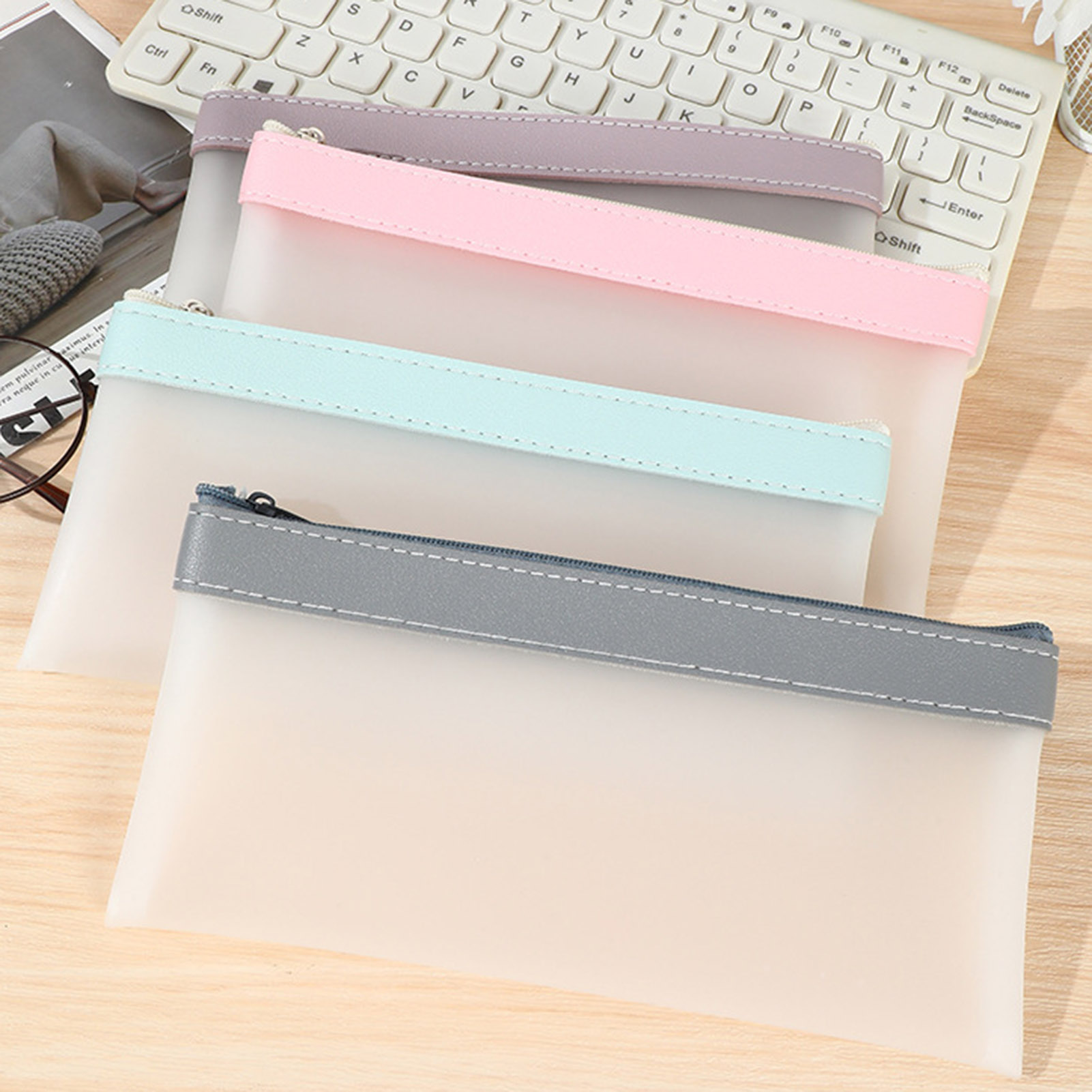 Transparent Frosted Pencil Cas - Aesthetic Large Pencil Case Pouch recension och pris