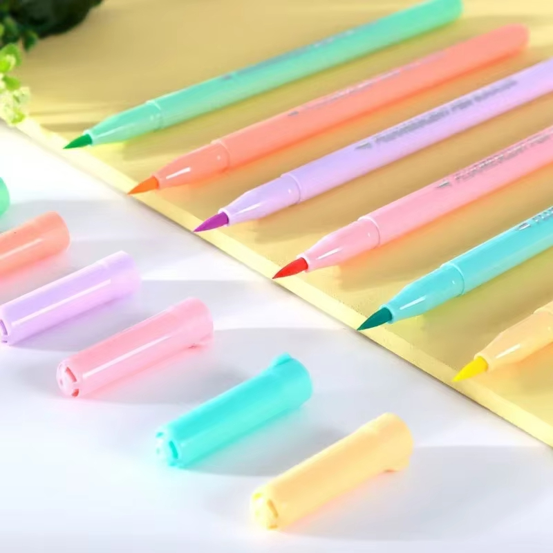 6 colors Soft Brush Fluorescen - Pastel Highlighter Set Double Ended recension och pris