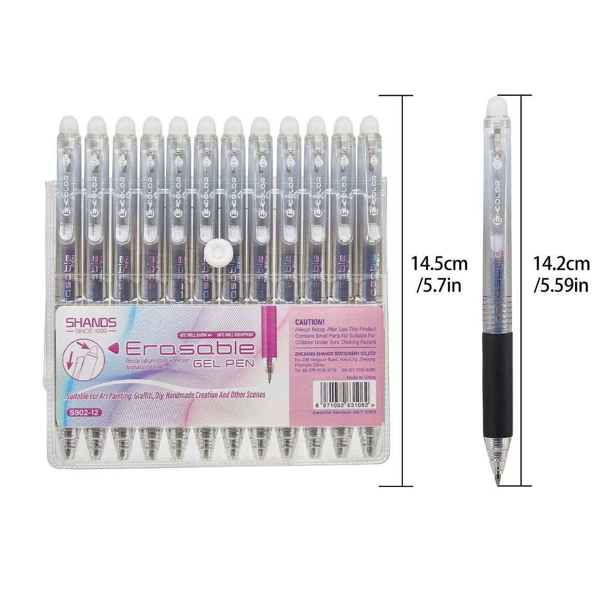 12-Pack 0.7mm Erasable Gel Pen - Retractable Eraser Pen Click recension och pris