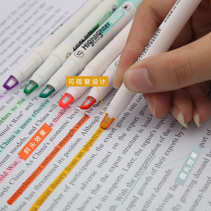 6 Colors/Set Unique Window Tip - Pastel Highlighter Set Double Ended recension och pris