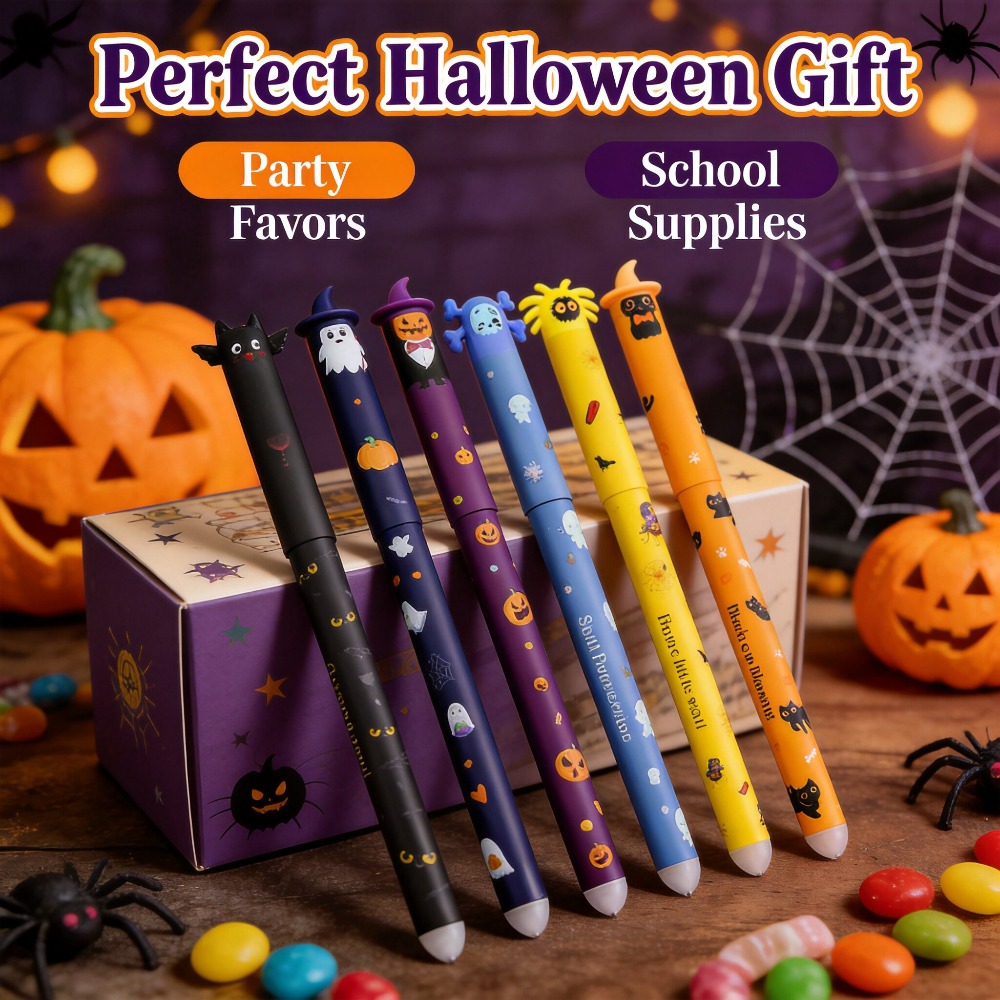 1-6Pcs Halloween Erasable Gel  - Retractable Eraser Pen Click recension och pris