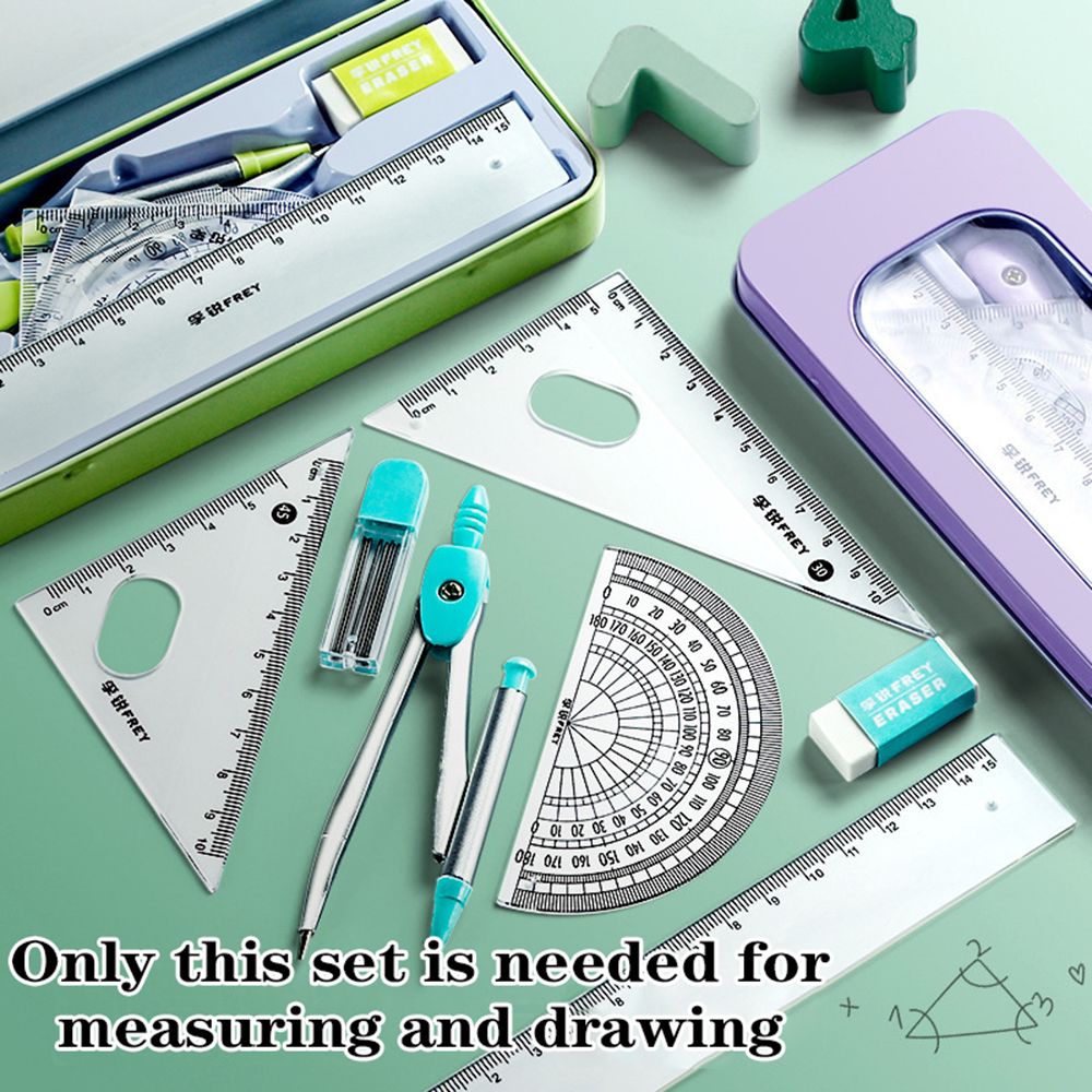 7Pcs/Set Ruler Compass Pencil  - Math Geometry Set With Compass recension och pris