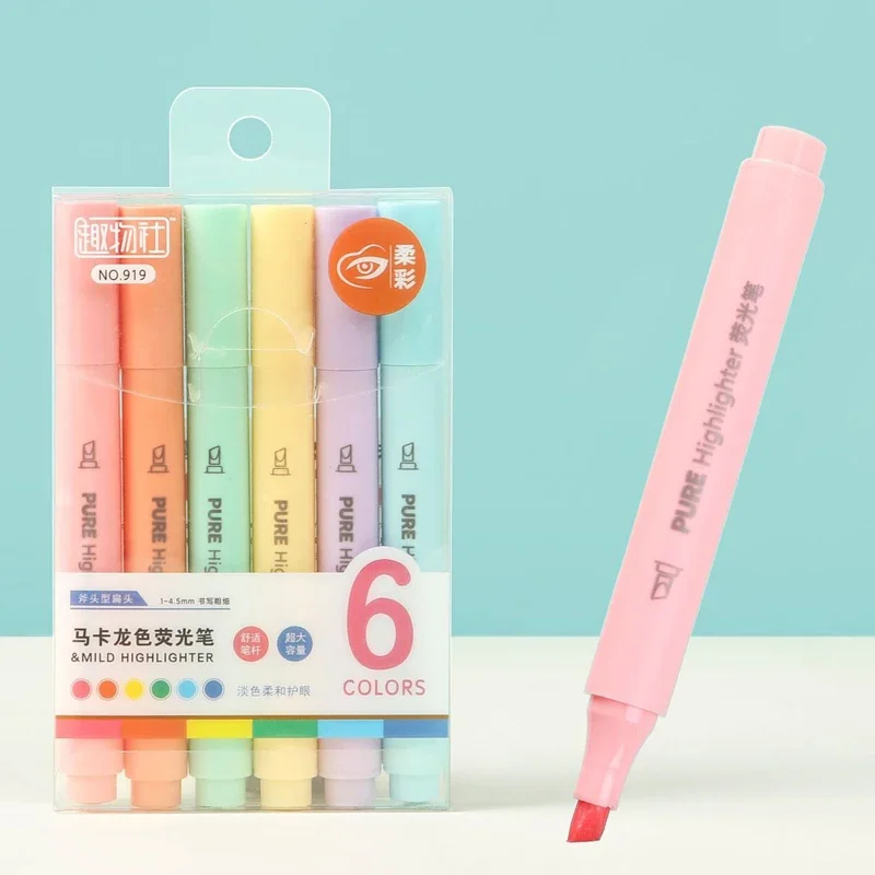 6Pcs/Set Macaron Color Pastel  - Pastel Highlighter Set Double Ended recension och pris